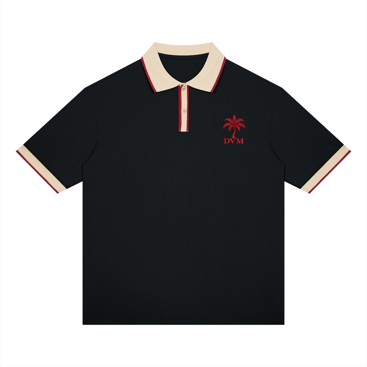 Red Palm Color Block Polo Shirt
