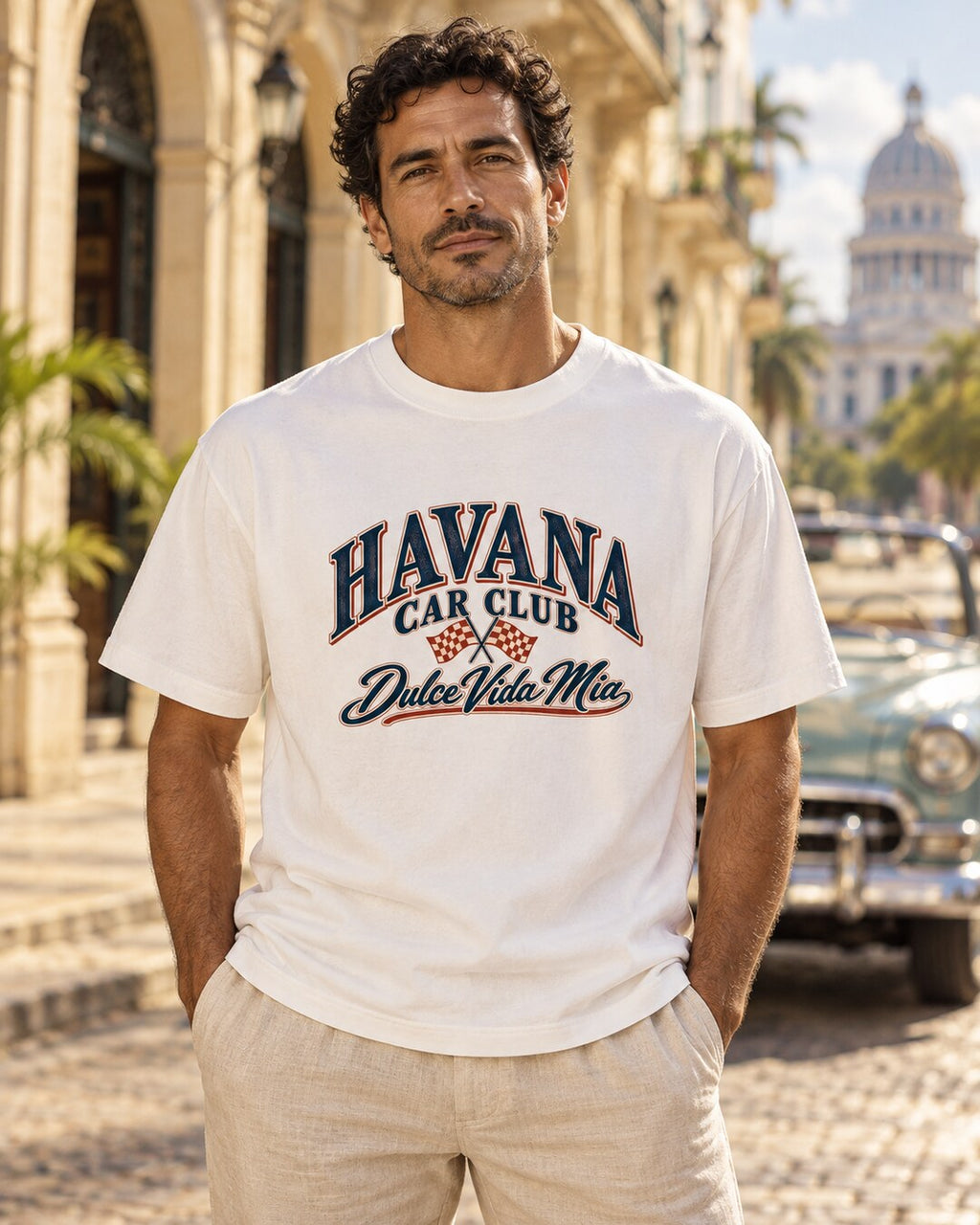 Havana Car Club Racing Tee — full garment and printed design