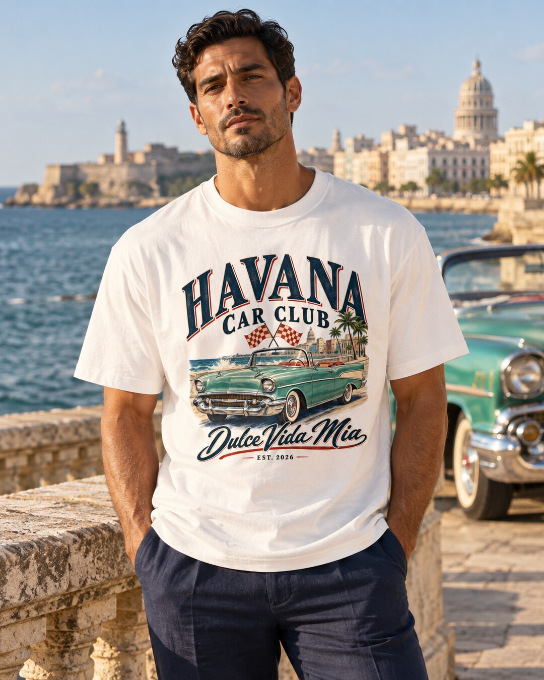 Havana Classic Car Tee — full garment and printed design