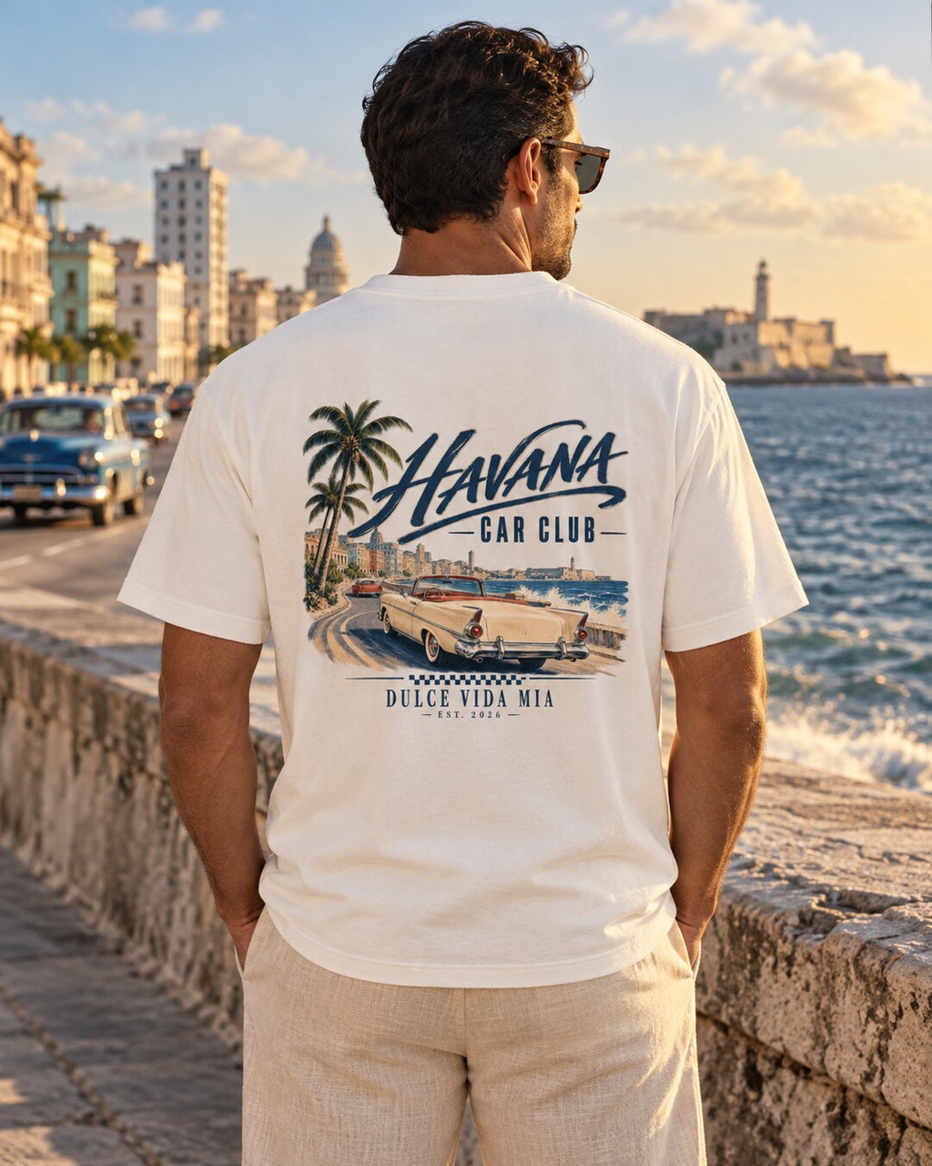 Havana Coastal Drive Back Print Tee — luxury coastal lifestyle mockup