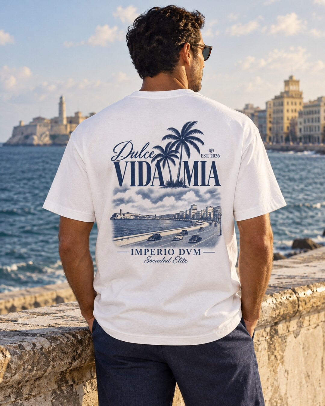 Malecón 1954 Essential Tee — full garment and printed design