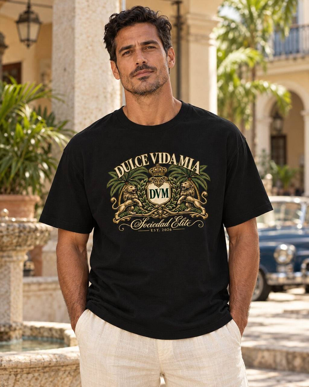 Sociedad Elite Noir Tee — full garment and printed design