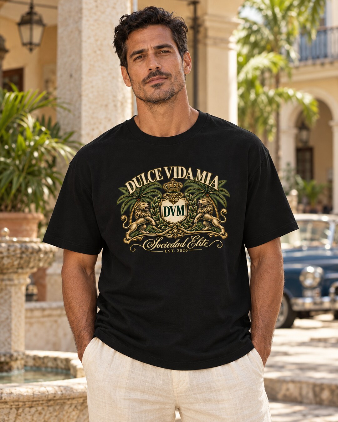 Sociedad Elite Noir Tee — full garment and printed design